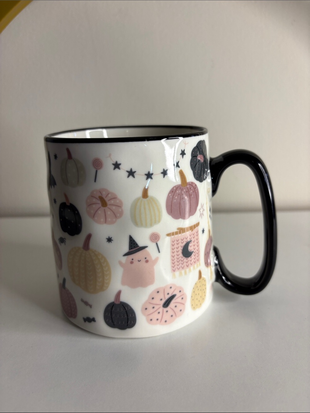 Pastel Pumpkin Pattern Ceramic Mug with Black Handle 10 Strawberry Street